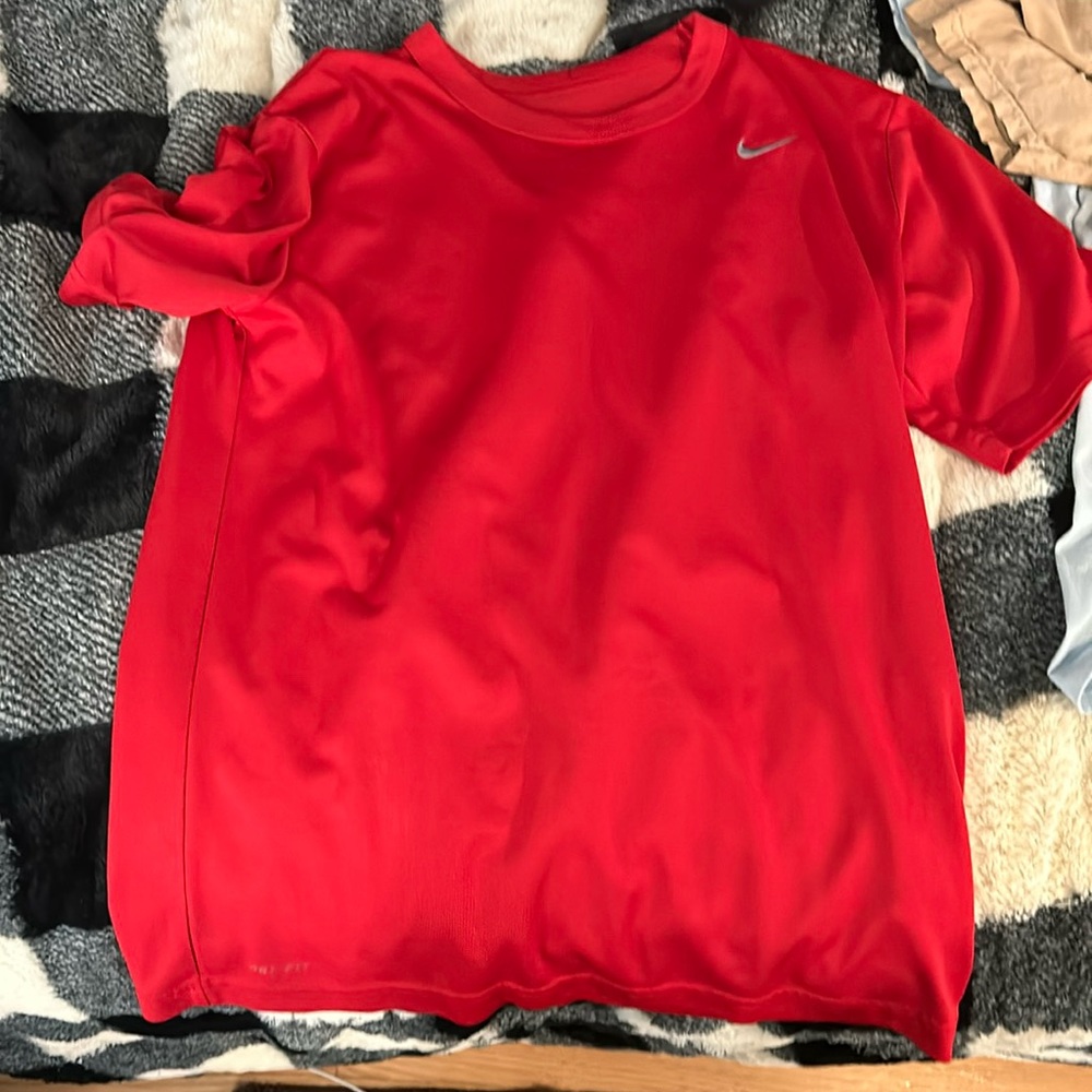 red nike dri-fit shirt